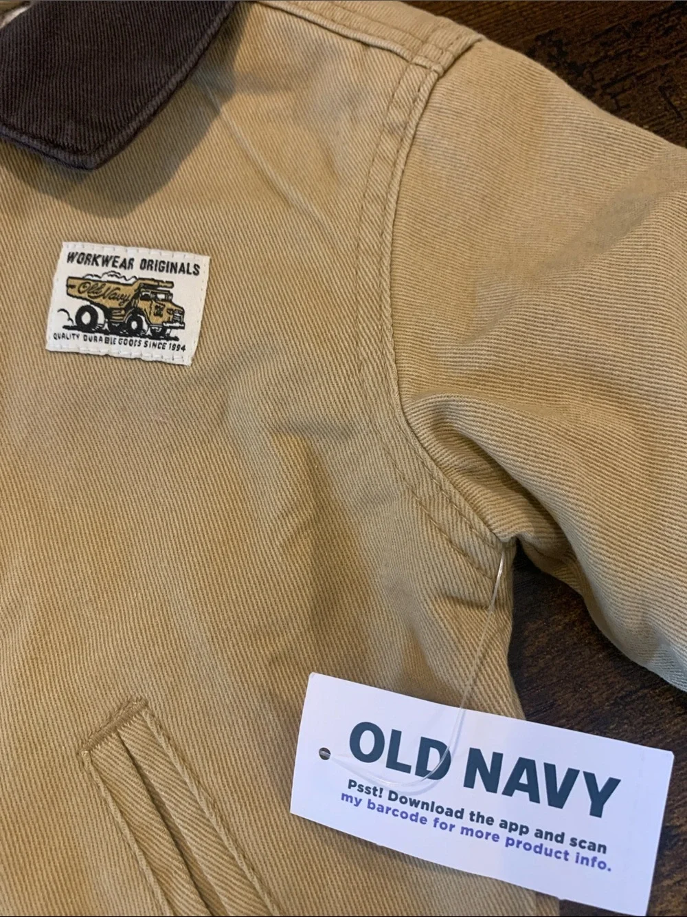 Old Navy Tan Jacket with Dark Brown Collar for Kids